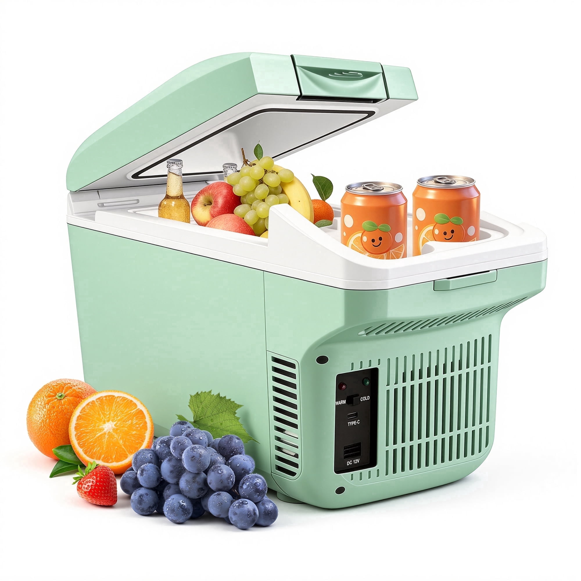 IceBlue 8L car refrigerator(9V type-C/12V DC), Dual Temperature (Cold and Hot), compact Mini Fridge for Camping, Travel, Truck, Home, Fishing, RV and Outdoor, with Shoulder Strap