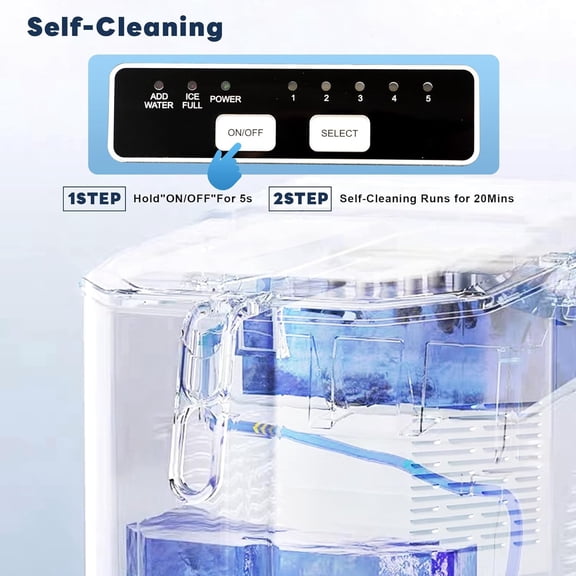 IceBlue Countertop Ice Maker with 5 Bullet Ice Sizes, 26.5lbs Daily Production, 9-Min Fast Freeze, Stainless Steel for Home Kitchen