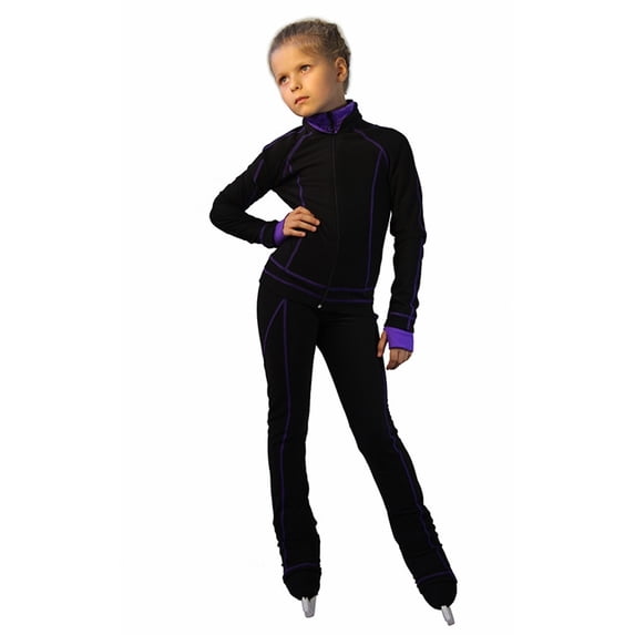 IceDress Figure Skating Outfit - Thermal -Todes(Black with Purple Line)