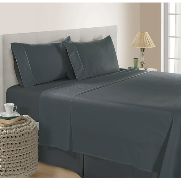 IceLinen Eucalyptus Lyocell Queen 4-Piece 400 Thread Count Sateen Bed Sheets, Gray