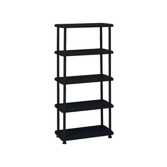 Iceberg 20851 Rough N Ready 36 in. x 18 in. x 74 in. Resin Five-Shelf Open Storage System - Black