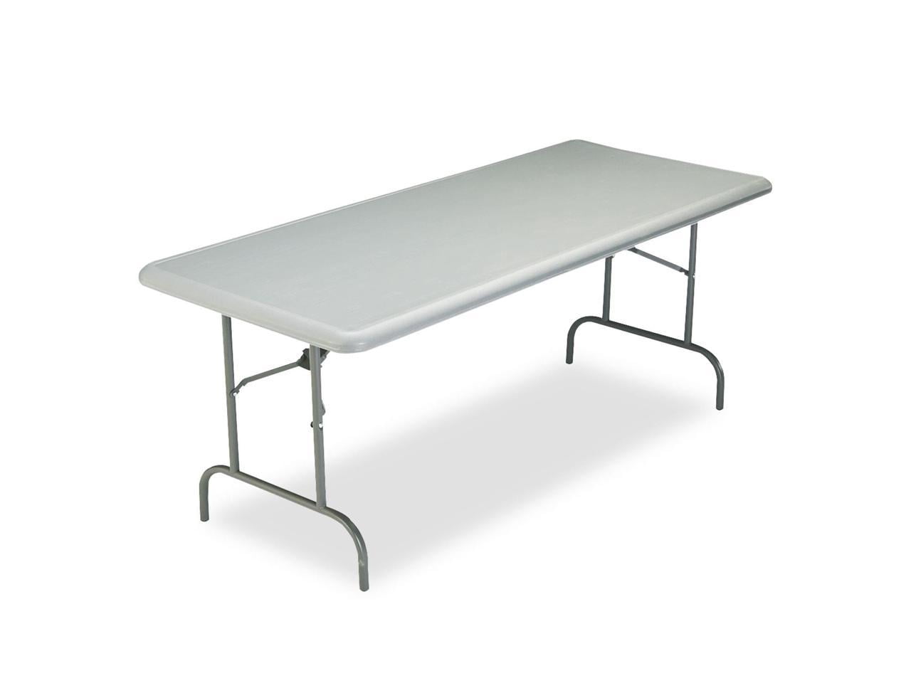Charcoal Gray Rectangular Folding Table with Metal Legs