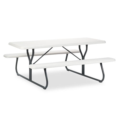 Iceberg 65923 IndestrucTable TOO 1200 Series Resin Picnic Table, 72w x 30d, Platinum