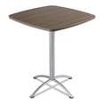 thumbnail image 1 of Iceberg 69757 36 in. x 36 in. x 42 in. iLand Bistro-Height Square Table with Contoured Edges - Natural Teak Top/Silver Base, 1 of 11