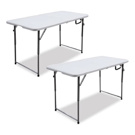 Iceberg Bifold Resin Folding Table, Rectangular, 48" x 23.6" x 29.1", White Granite Top, Gray Base/Legs, 2/Pack