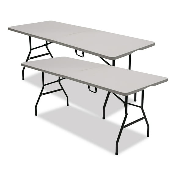 Iceberg Bifold Resin Folding Table, Rectangular, 70.9" x 29.1" x 30", White Granite Top, Gray Base/Legs, 2/Pack
