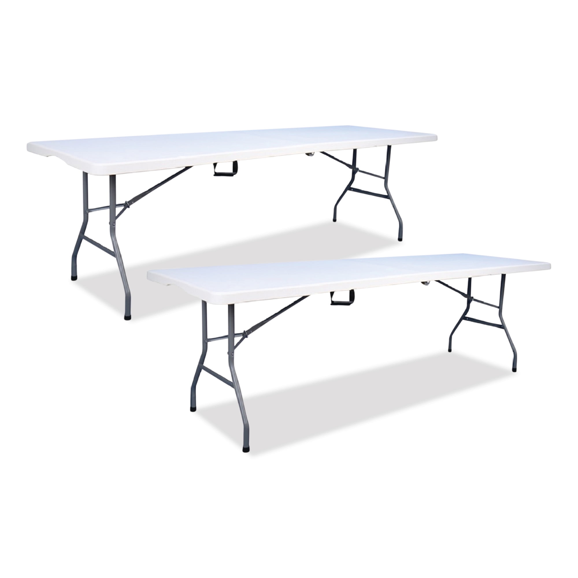 Iceberg White Granite Resin Folding Table with Gray Legs, 94.5" x 29.9" x 30", 2-Pack
