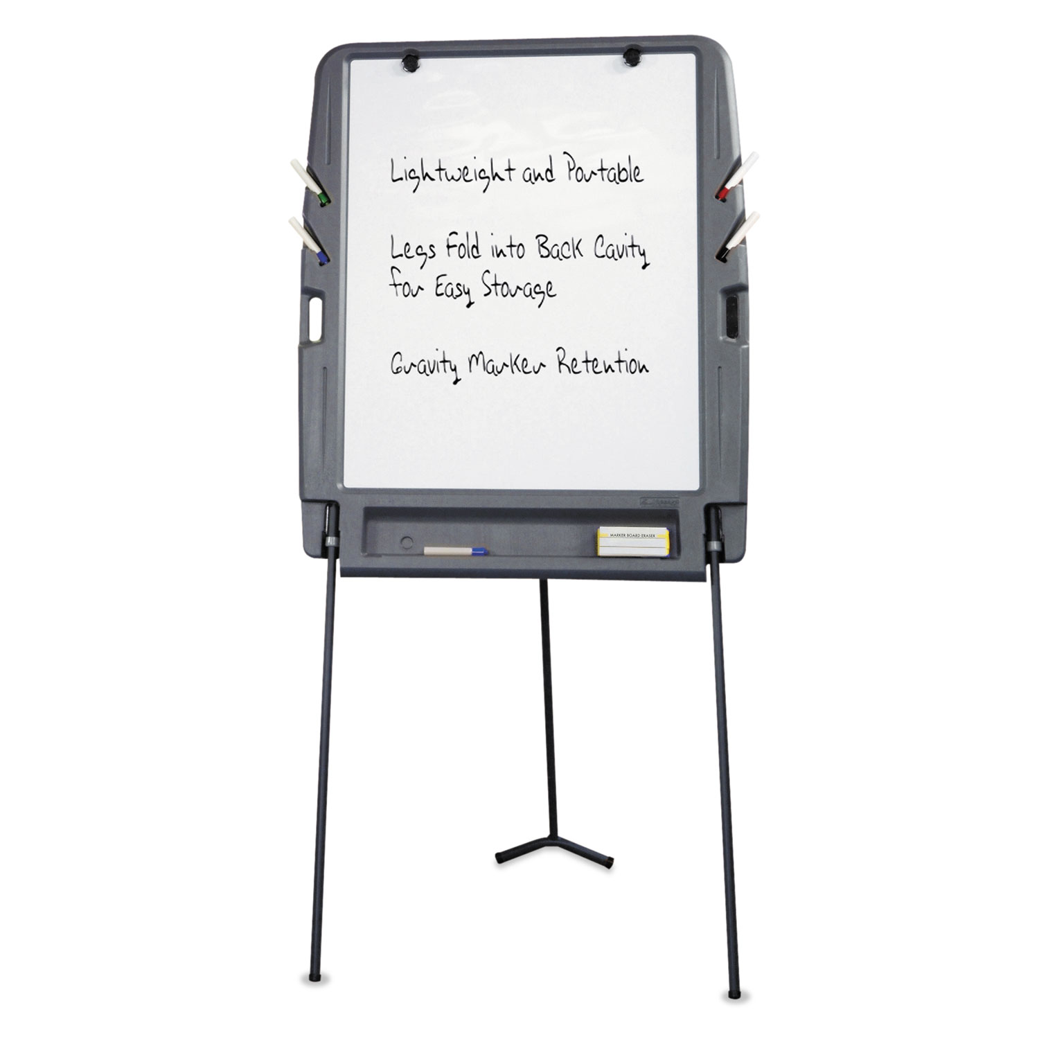 Iceberg Enterprises Portable Flipchart Easel with Dry Erase Surface, Resin, 35" x 30" x 73", Charcoal