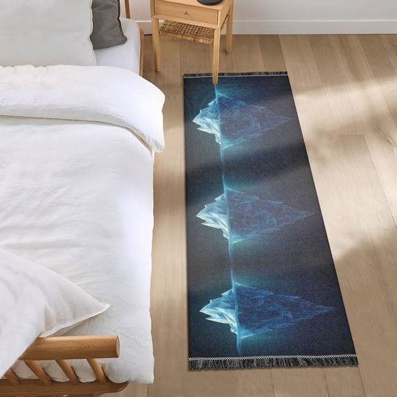 Iceberg Floating Sea Runner Area Rug 2x6 Soft Non-Slip Washable Bedside Carpet for Hallway Bedroom Living Room Home Decor