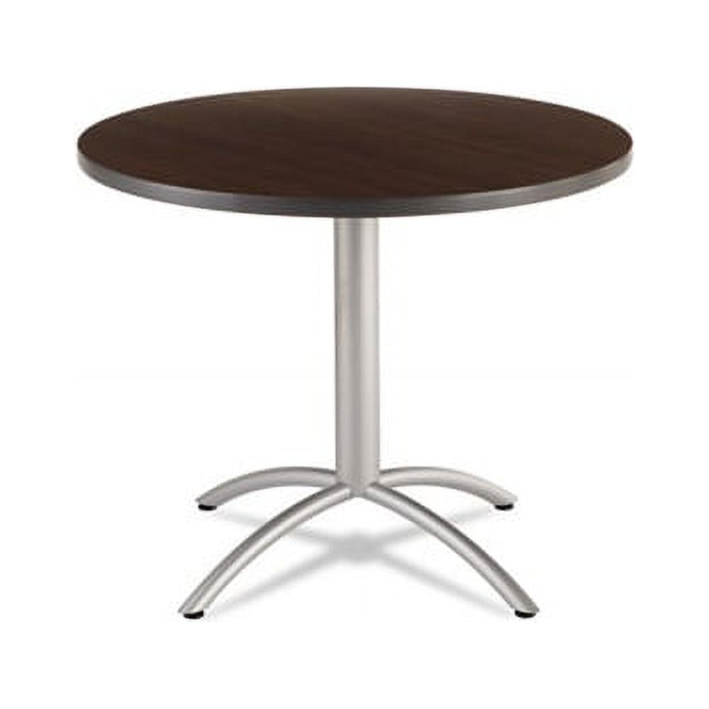 Contemporary 36" Round Wood Dining Table with Steel Base