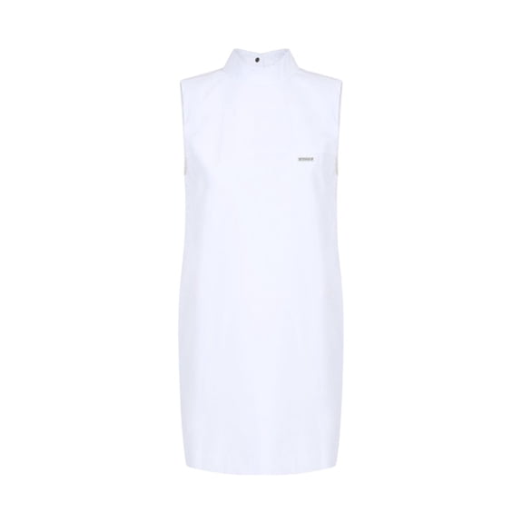 Iceberg Minimalist White High Neckline Mini Dress (Women's)