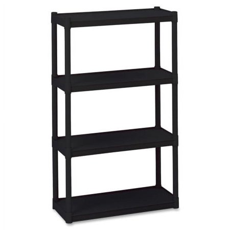 Iceberg Rough 'N Ready 4-Shelf Open Storage System 32" x 13" x 54" - 4 x Shelf(ves) - 300 lb Load Capacity - Durable, Dent Proof, Scratch Resistant, Heavy Duty, Washable - Black - Polypropylene - Recy