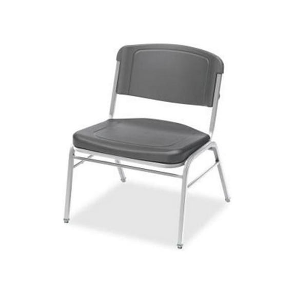 Iceberg Rough n Ready Wide-Format Big and Tall Stack Chair, Charcoal Seat/Back, 4/Carton
