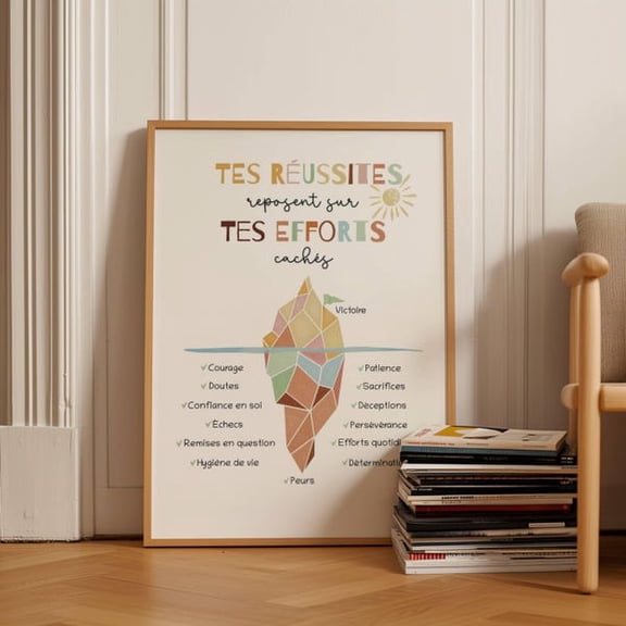 Iceberg Success Quote Poster, Speech Therapist Decor, Psychologist Wall Art, Occupational Therapist Gift, French Therapy Office- Wall Art Print, 12x18 UNFRAMED