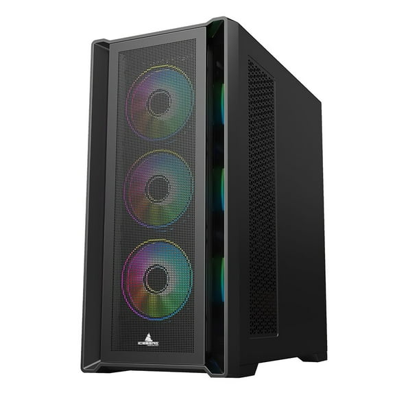 Iceberg Titan M16 Plus Extended ATX (eATX) Full Tower Gaming PC Case Full-Side Tempered Glass Seven (7) Included aRGB Fans (Black)