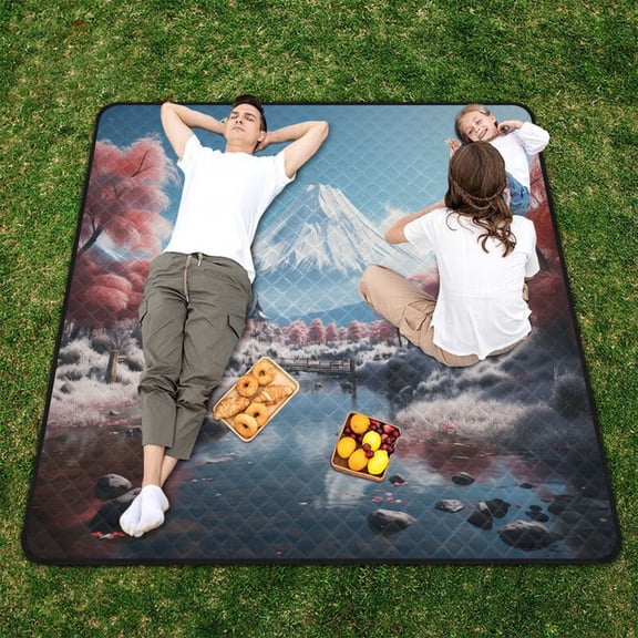Iceberg Trees Sea Beach Blanket Outdoor Picnic Blanket 78"x 78" Waterproof Foldable for Beach Camping Travel Hiking Grass Lawn Park