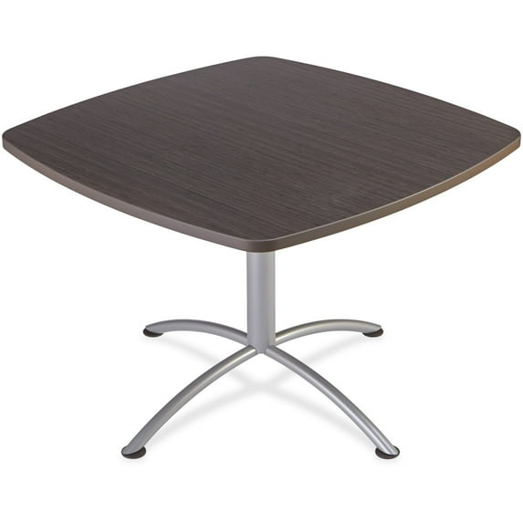 Iland Table, Contour, Square Seated Style, 42" X 42" X 29", Gray Walnut/silver