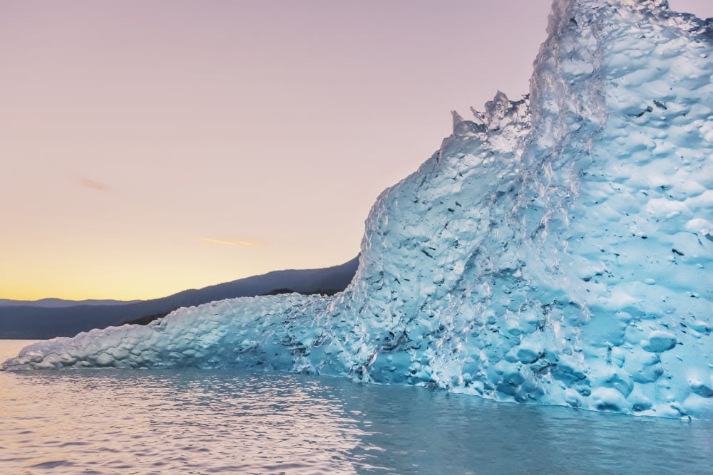 Iceberg from The retreating Mendenhall glacier in front of the Mendenhall Glacier Visitors center near Juneau Southeast Alaska Canvas Art - Kevin Smith Design Pics (19 x 12)