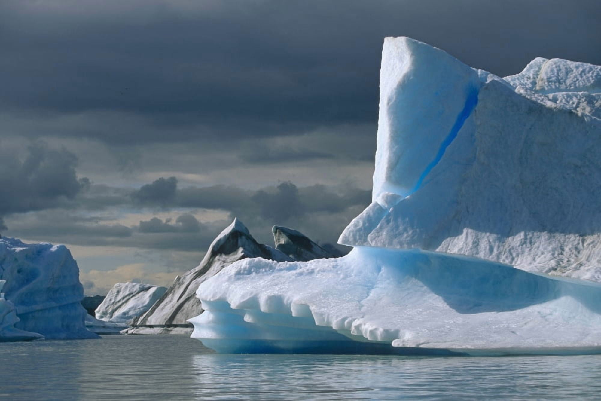 Icebergs In Harlequin Lake Summer Scenic Se Ak Russel Fjord Wilderness Canvas Art - RE Johnson Design Pics (34 x 22)