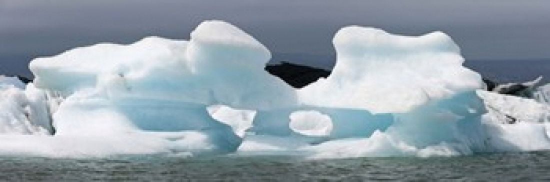 Icebergs and volcanic ash Jokulsarlon Lagoon Iceland Canvas Art - Panoramic Images (18 x 6)