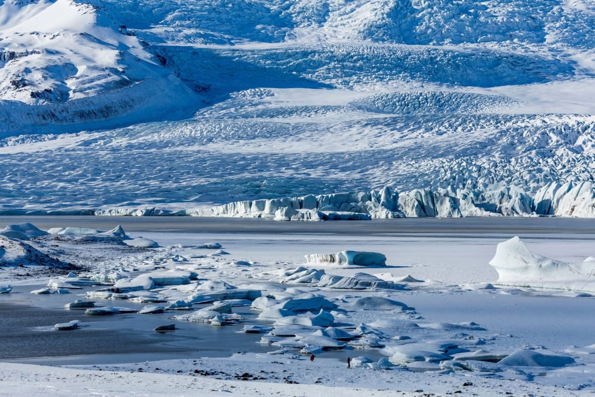 Icebergs drifting in Fjallsarlon Fjallsjokull Glacier Iceland Fjallsarlon is a glacier lake from the Fjallsjokull Glacier part of Vatnajokull Ice Cap Canvas Art - Panoramic Images (36 x 12)