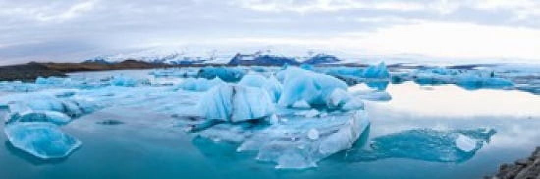Icebergs floating in glacial lake Jokulsarlon South Iceland Iceland Canvas Art - Panoramic Images (36 x 12)