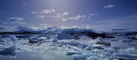 Icebergs floating on water Vatnajokull Fjallsarlon Jokulsarlon Lagoon Iceland Canvas Art - Panoramic Images (30 x 14)