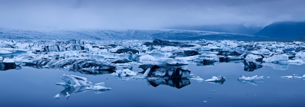 Icebergs in a glacial lake Jokulsarlon Lagoon Iceland Canvas Art - Panoramic Images (35 x 12)