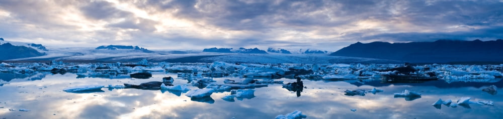 Icebergs in a glacial lake Jokulsarlon Lagoon Iceland Canvas Art - Panoramic Images (36 x 12)