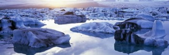Icebergs on Jokulsarlon lagoon Vatnajokull Glacier Iceland Canvas Art - Panoramic Images (36 x 12)