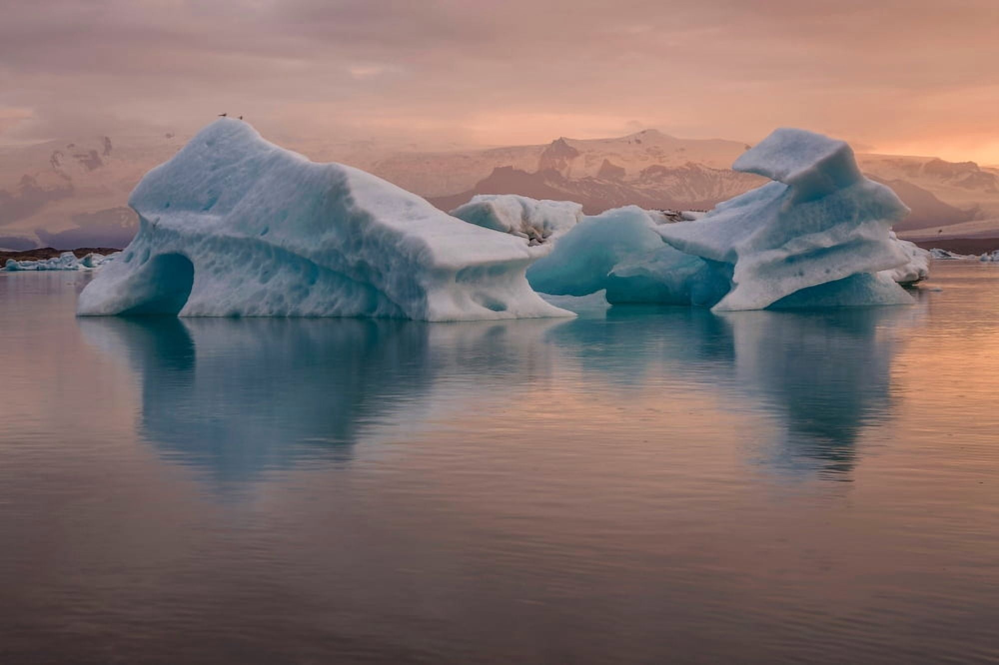 Icebergs on the Jokulsarlon Glacial Lagoon Breidamerkurjokull Vatnajokull Ice Cap Iceland Canvas Art - Panoramic Images (27 x 9)