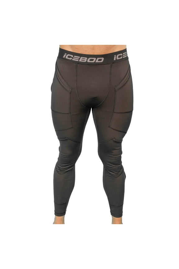 Men’s Long Compression Pants with Ice Gel Packs for Thighs, Knees & Shins, Cold Therapy for Recovery