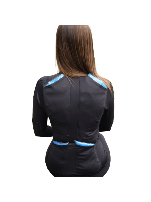 Women's Long Sleeve Compression Shirt with Custom Pockets & 8 Reusable Ice Pack Gels for Shoulder, Elbow & Back Recovery