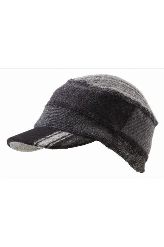 Xob 863-13 Knit Cap Standard Visor - Black & Grey, Medium-Large