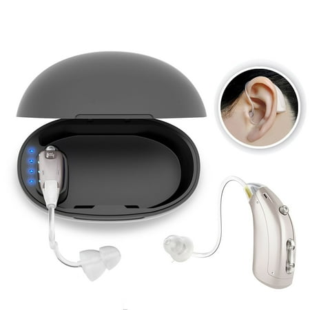 Icebreaker Hearing Amplifier, USB Rechargeable Digital Hearing Assistance Aid with Noise Reduction, Voice Enhancer Aids with Charging Case, Universal Fit Behind the Ear for Adults Seniors,LEFT EAR