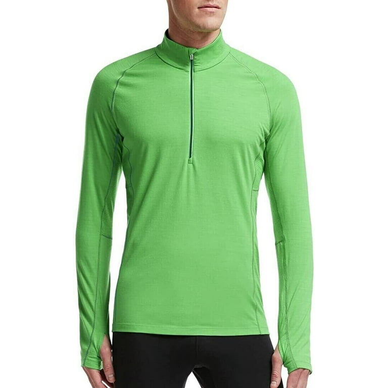 Icebreaker Men's Merino Bodyfit Zone L/S Half Zip Base layer Top-Green,  Small 