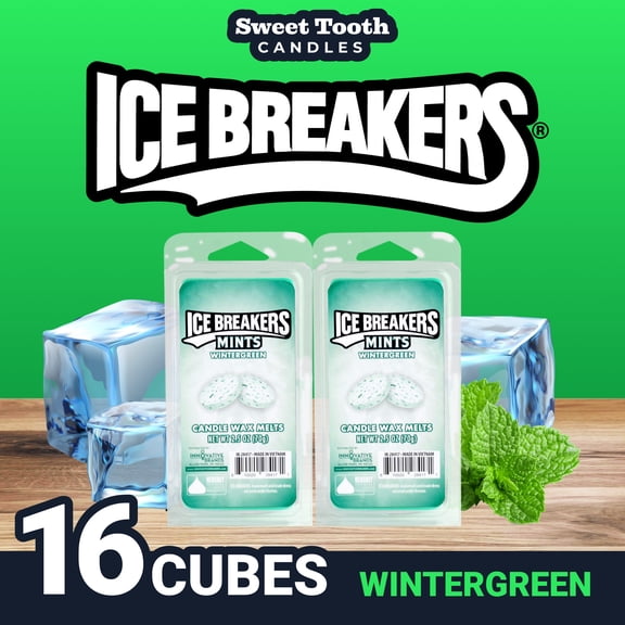 Icebreakers Wintergreen Mints Wax Melts Cubes - 16 Pack of Wax Warmer Cubes - Candy Scented Wax Melts 2.5oz - Long Lasting Flameless Wax Cubes - Strong Scent Wax Melts