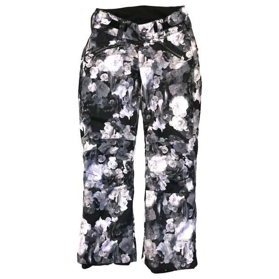Iceburg Girls Black & Gray Rose Print Snow & Ski Snowboarding Pants Medium 10-12