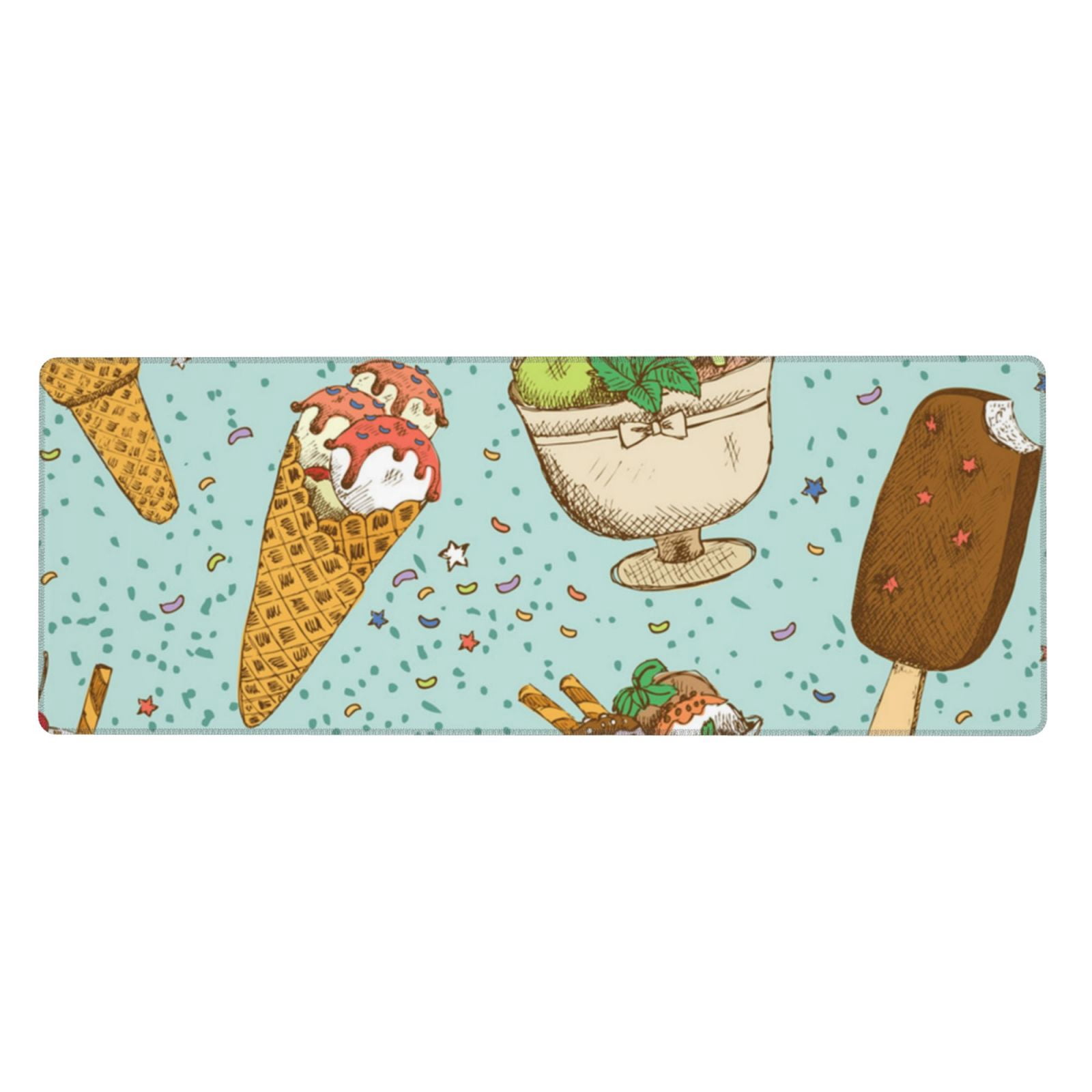 Icecream Ice Cream Sweet Mouse Pad Extended Large Gaming Mousepad Non-Slip Rubber Big Keyboard Desk Mat 31.5 X 11.8 Inch
