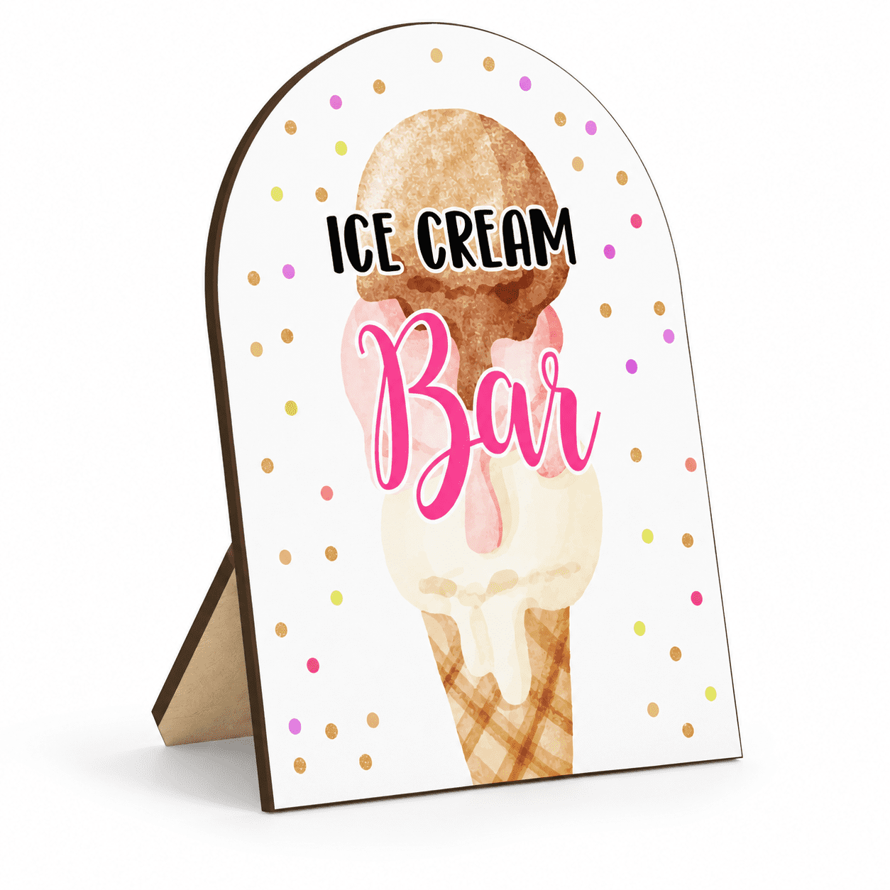 Icecream Wooden Party Sign with Stand 8x10 Inches for Dessert Table ...