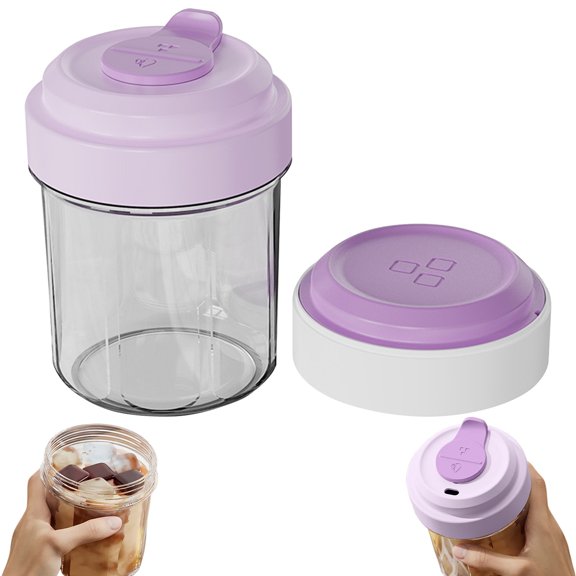 Iced Americano and Cold Brew Tumbler with Built-In Ice Grid - Portable Summer Coffee Cup, Leak-Proof Lid Detachable for Easy Cleaning, BPA-Free Plastic, 500ml, Blue A