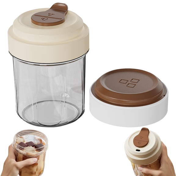 Iced Americano and Cold Brew Tumbler with Built-In Ice Grid - Portable Summer Coffee Cup, Leak-Proof Lid Detachable for Easy Cleaning, BPA-Free Plastic, 500ml, Clear A