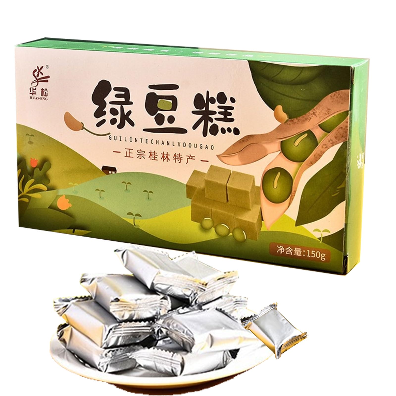 Iced Bean paste cake,Green ZS23 Bean Cakes5.2oz/150g, Vegetarian,Iced ...