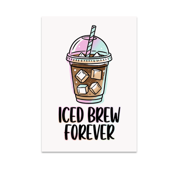 Iced Brew Forever Pastel Drink Art - Beverage Enthusiast - 13x19 Poster Print