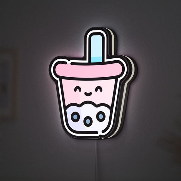Iced Bubble Tea 3D Novelty Light Box with Milk and Tea Design, Fun Beverage Lamp Decor for Foodies and Boba Drink Fans (Width 8 inch, 20cm)