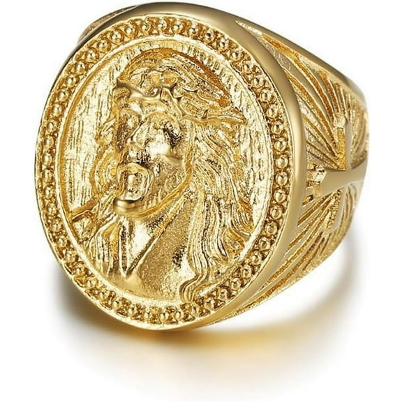 Iced out Christian style Ring for men CZ ring Hip Hop ring 316 Stainless Steel Men's Ring Radiant Biker Rings Bling Cuban style Club ring Heavy Metal ring Ceremony Father's Day gifts Jewelry