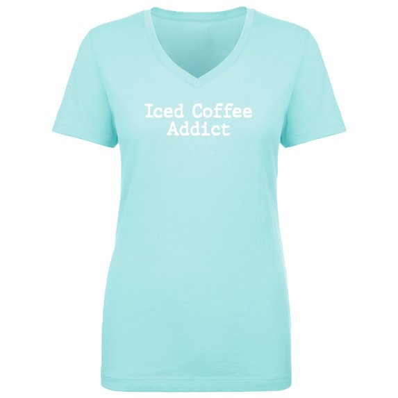 Iced Coffee Addict Womens V-Neck T-Shirt