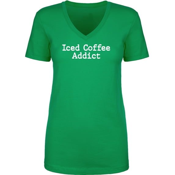 Iced Coffee Addict Womens V-Neck T-Shirt
