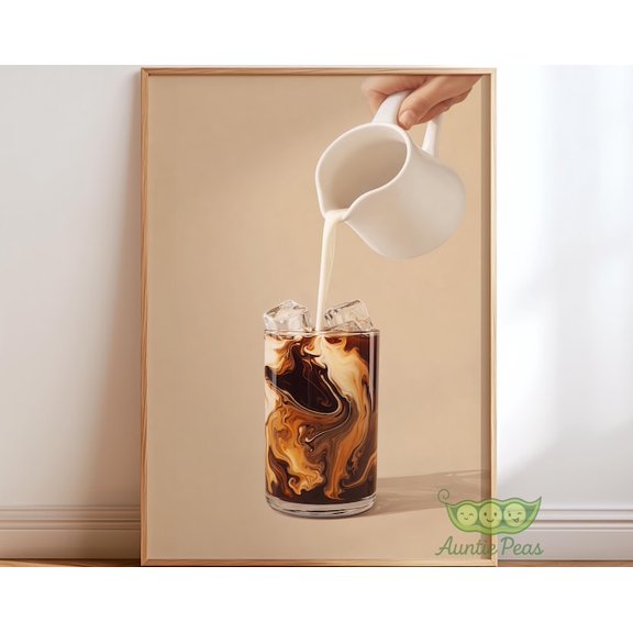 Iced Coffee Coffee With Cream Wall Art Print, Unframed Paper Poster 8x10in