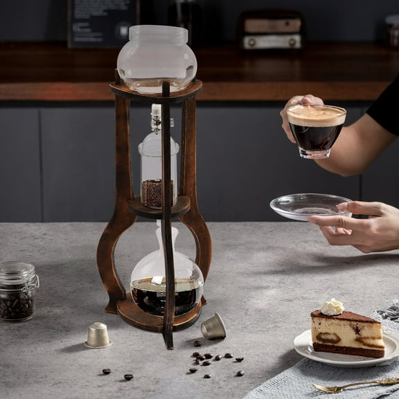 Iced Coffee Cold Brew Drip Tower Coffee Maker Machine (Brown) 600ml Hand-blown
